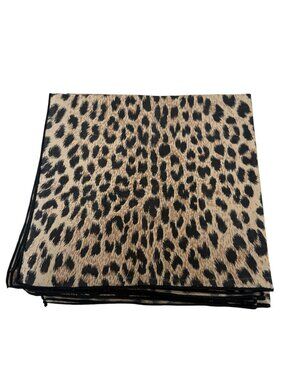 Leopard Napkins Set of 8 Tan Black Animal Print 18" Cloth Napkins